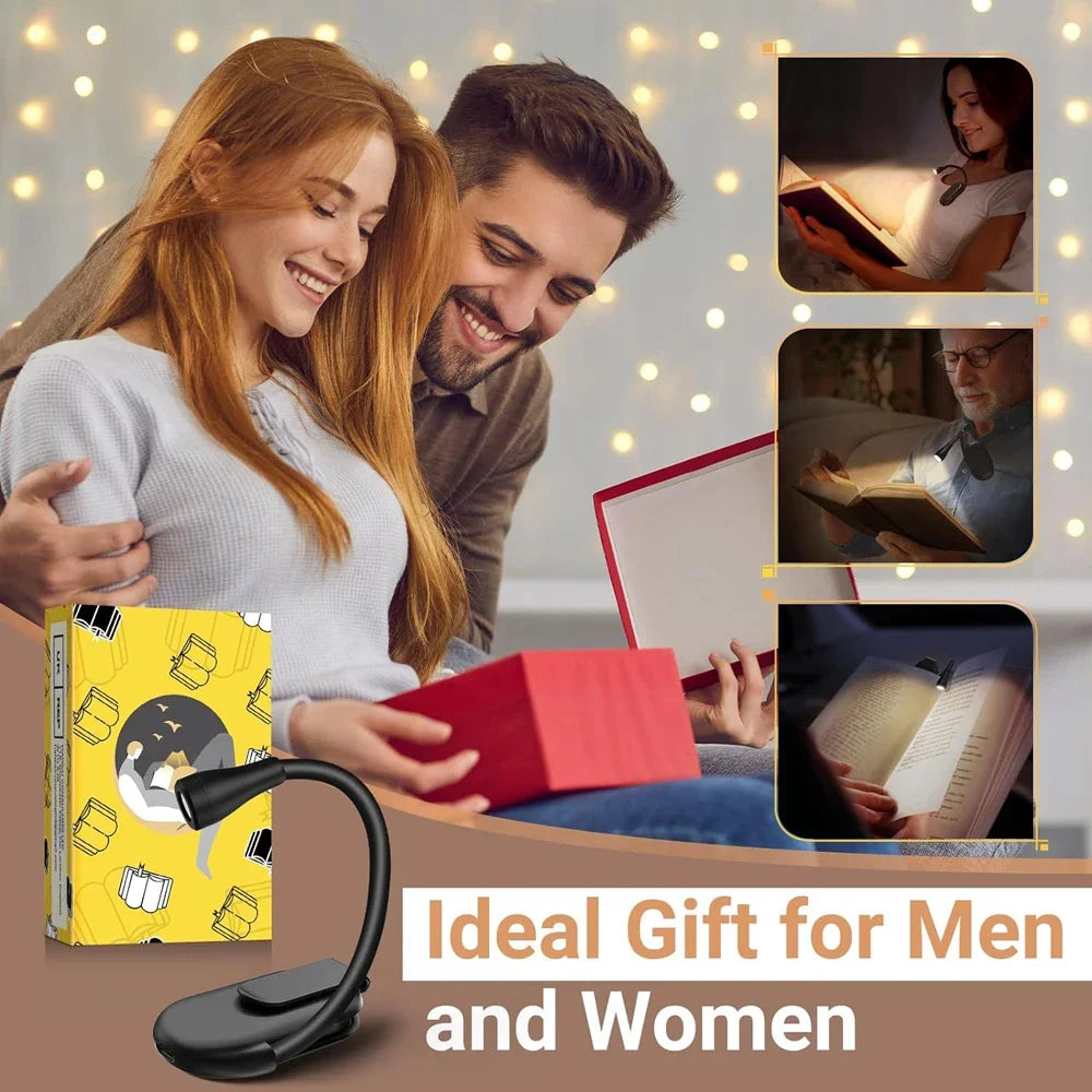 Mini LED Book Light – 3 Color, Rechargeable, Adjustable Clip