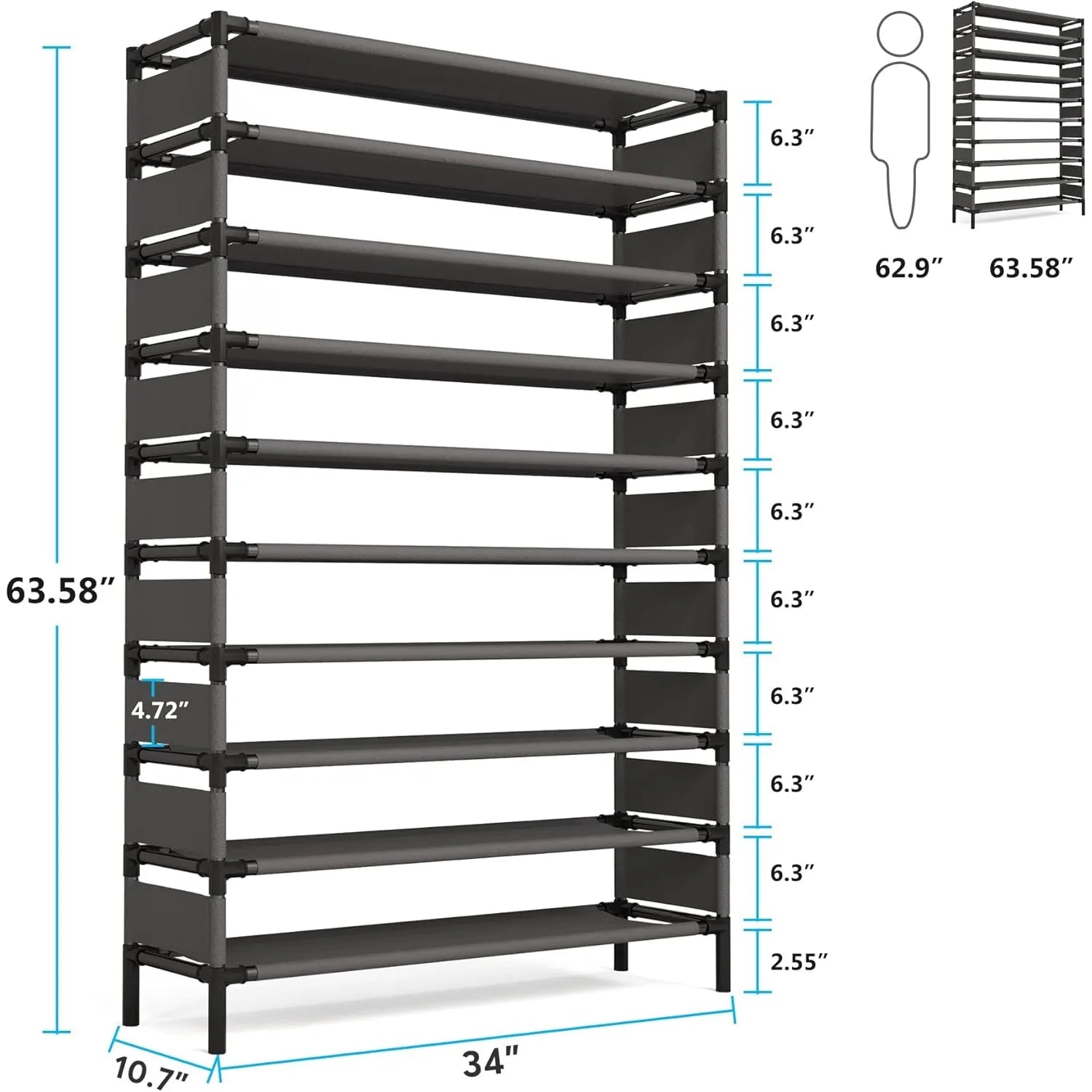 Multi-Layer Storage Rack Large Capacity Organizer Shelf