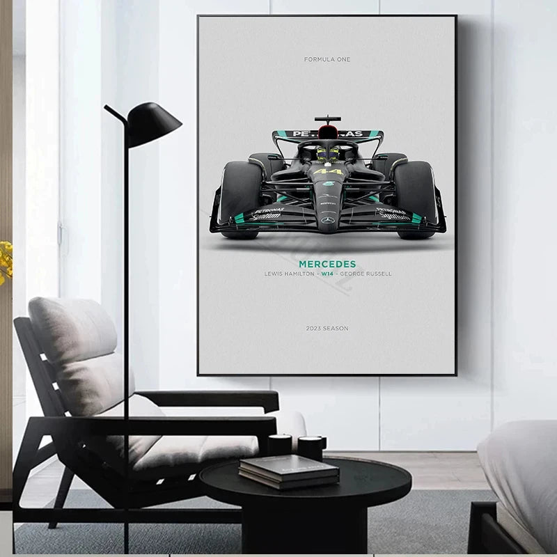 Formula F1 Racing Car Canvas Poster – Motorsport Wall Art