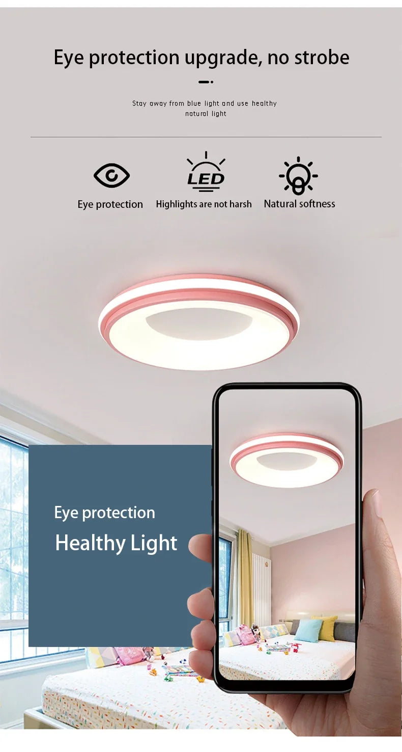 Nordic LED Ceiling Light – Modern Macaron Circular Lamp