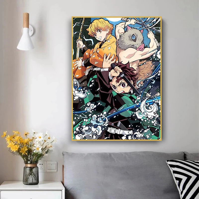 Demon Slayer Anime Canvas Poster – HD Wall Art for Kids
