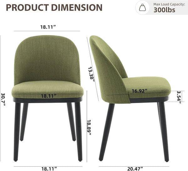 Set of 2 Modern Upholstered High Back Dining Chairs
