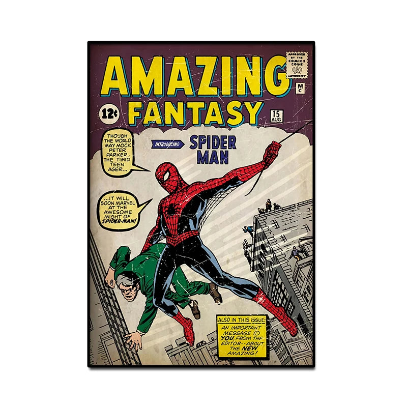 Retro Marvel Spider-Man Wall Art – Superhero Poster for Kids