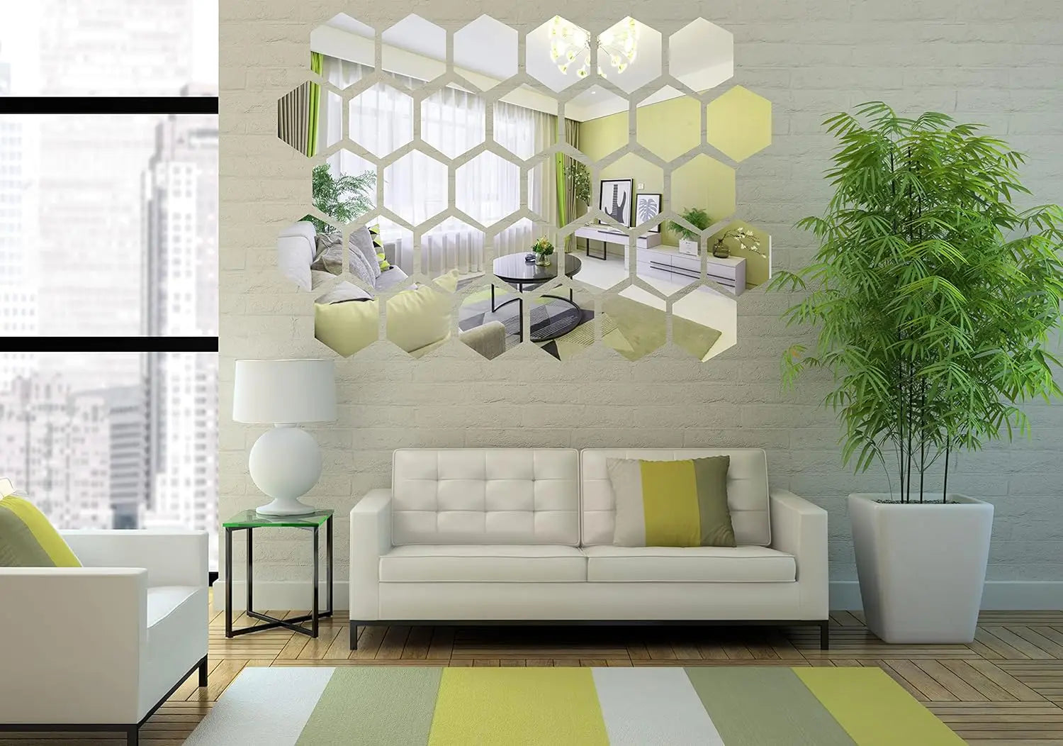 3D Hexagon Mirror Wall Stickers – Rose Gold DIY Set
