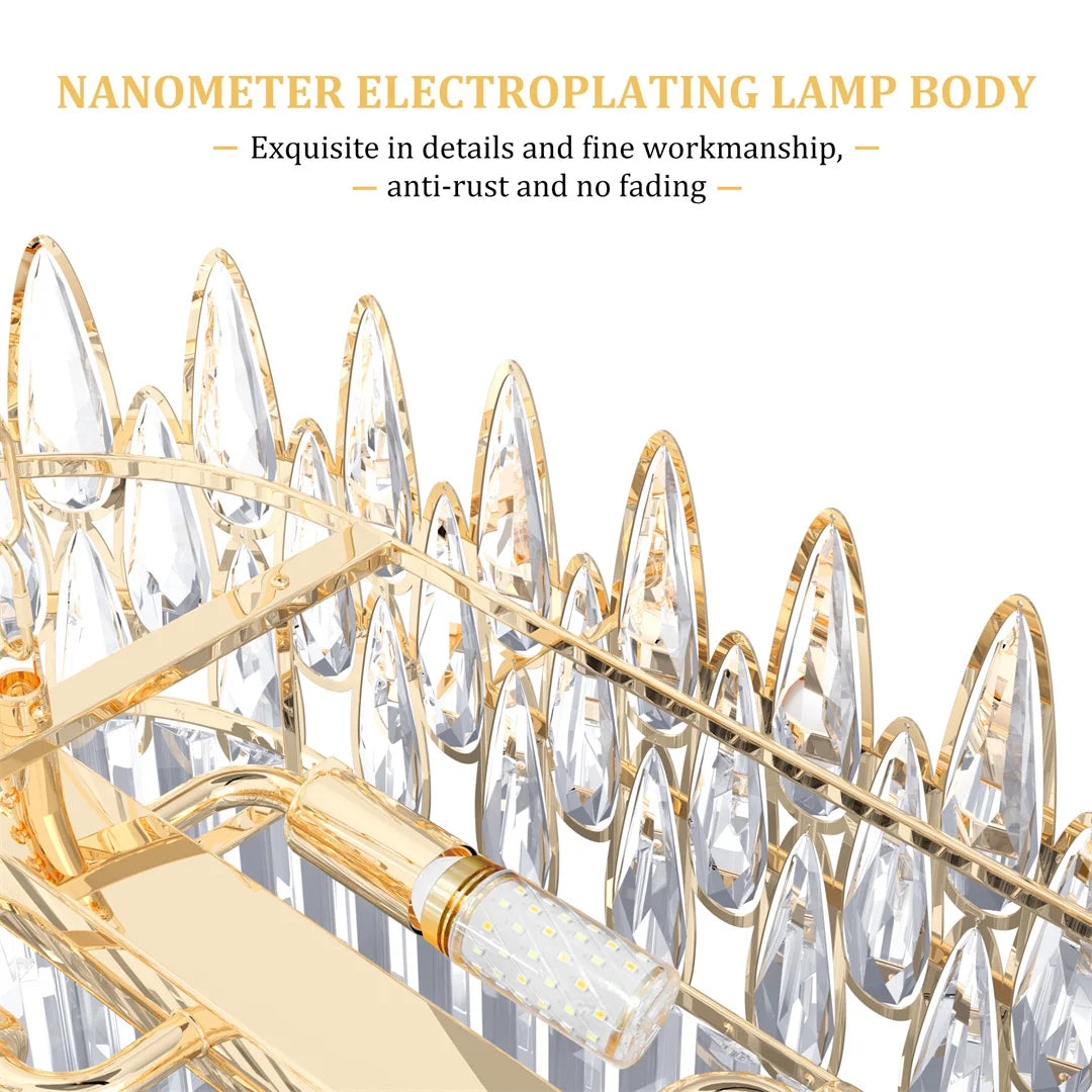 LUVODI Luxury Rectangle Crystal Raindrop Chandelier