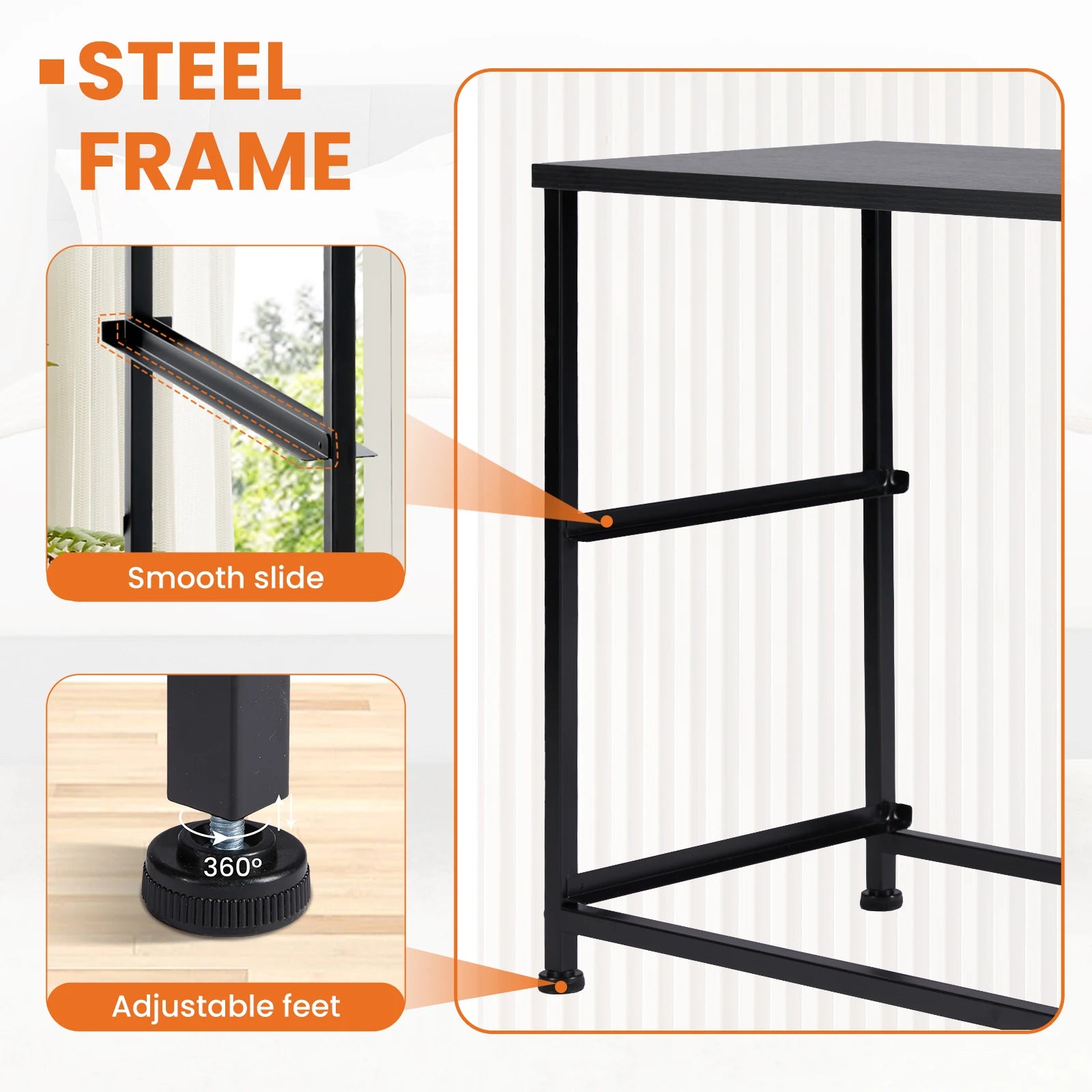 JHK Nightstand with 2 Fabric Drawer Storage Cabinet