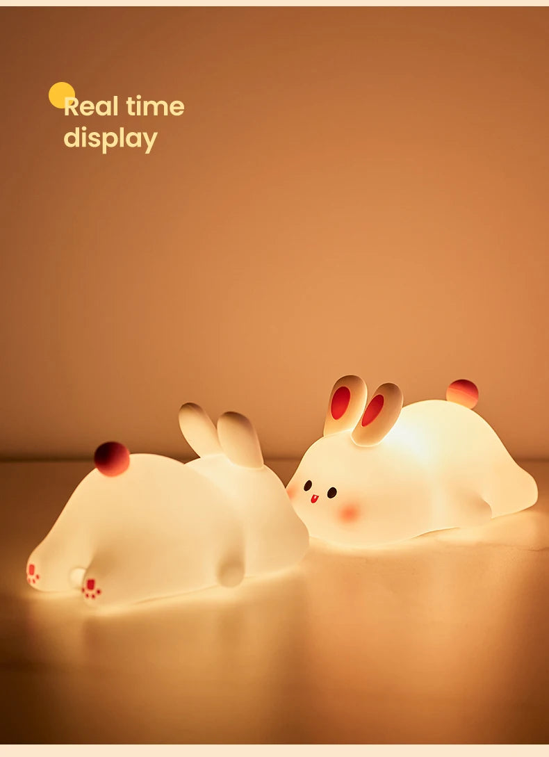 Cute Rabbit Night Light – Soft Silicone, Touch Control