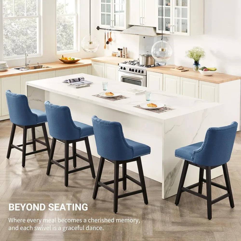 Set of 3 Modern 26" Upholstered Swivel Counter Stools