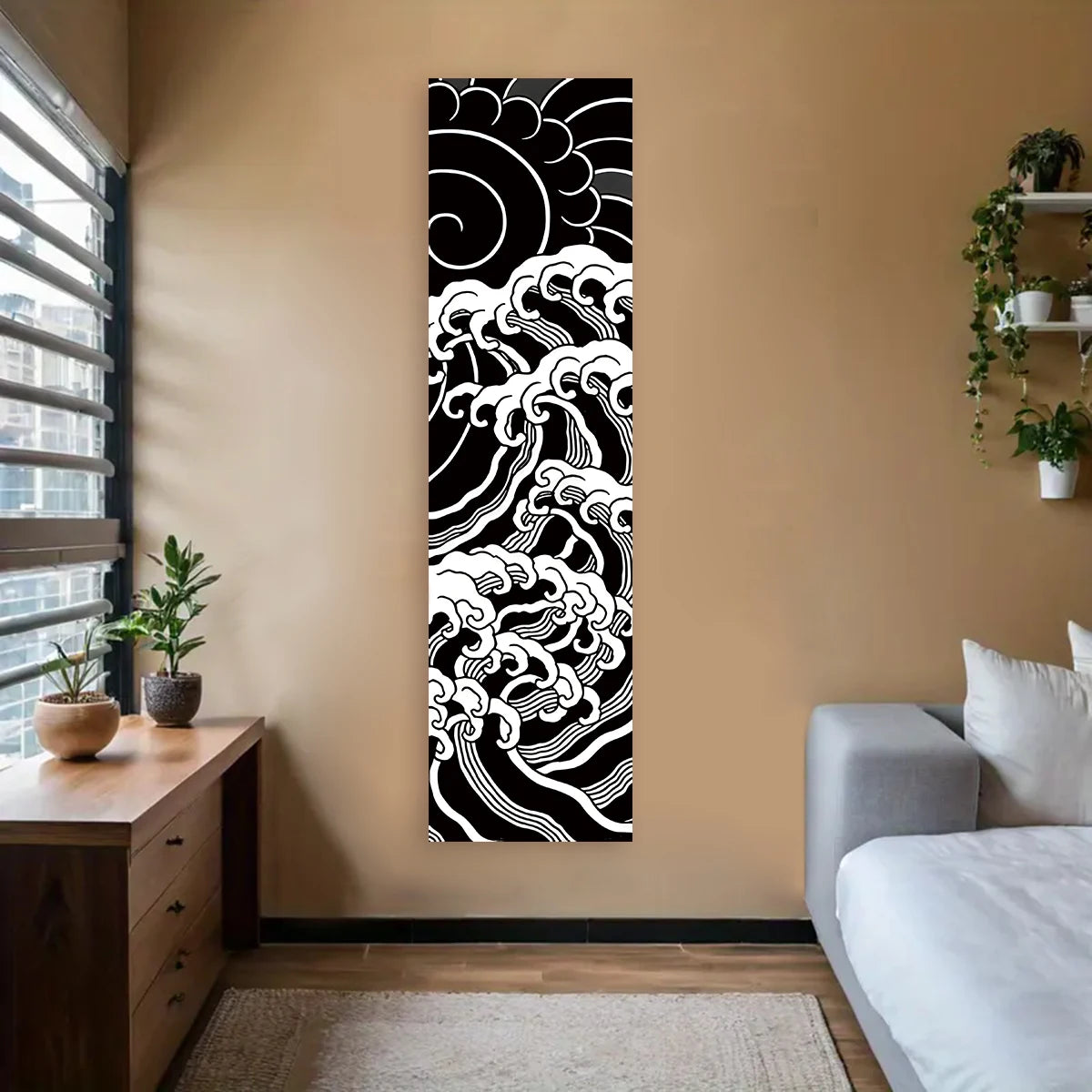 Japanese Ocean Waves Tapestry – Red Sun Wall Hanging
