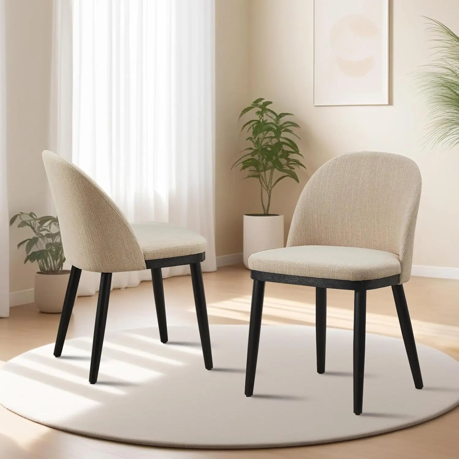 Set of 2 Modern Upholstered High Back Dining Chairs