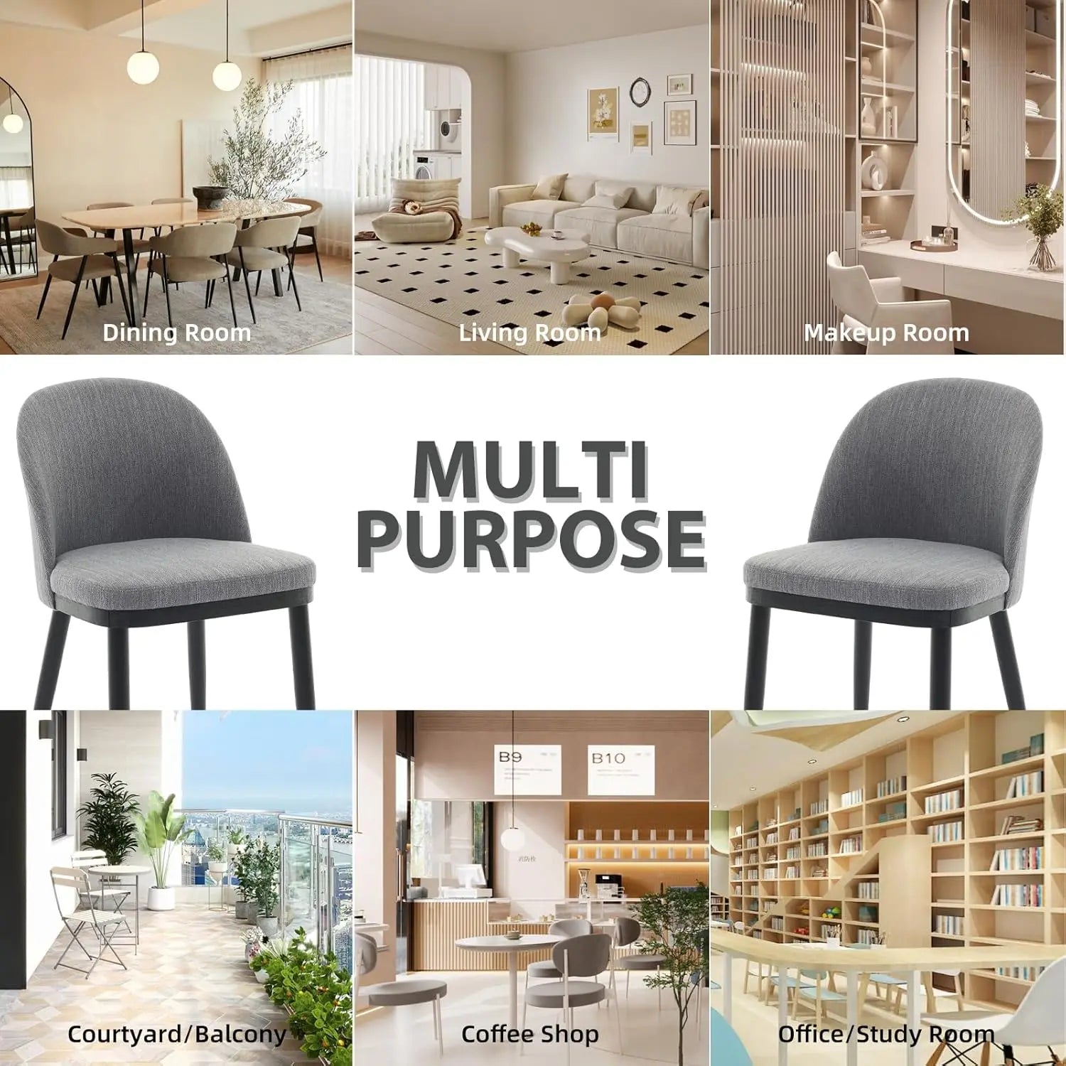 Set of 2 Modern Upholstered High Back Dining Chairs