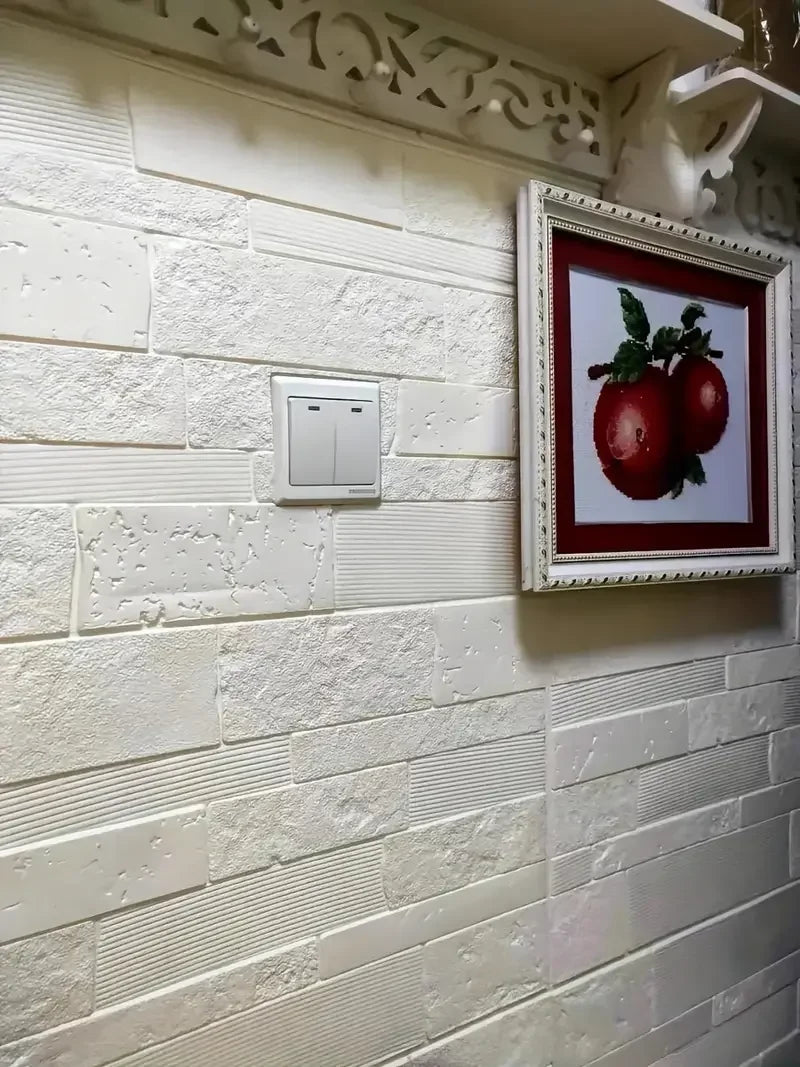 3D Brick Wall Stickers – Self-Adhesive Waterproof Panels, 35×35cm