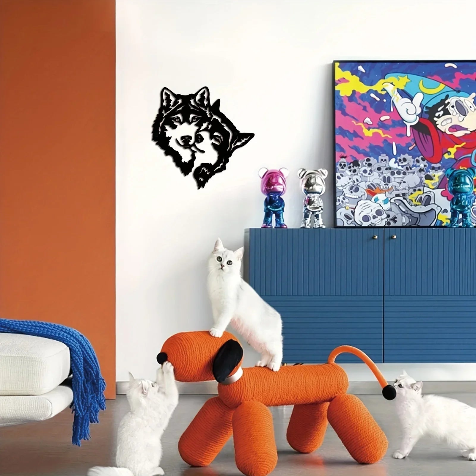 Wolf Mate Black Metal Wall Art – Modern Indoor & Outdoor Sculpture