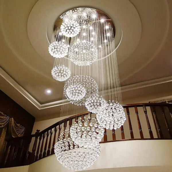 Luxury Crystal Spiral Raindrop LED Chandelier 31.5"