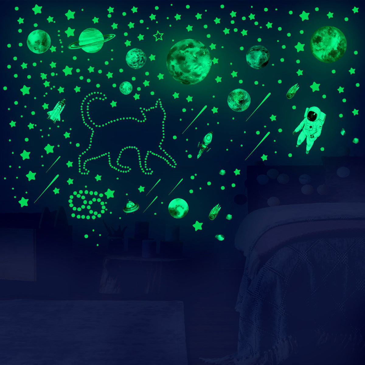 Glow in the Dark Stars Wall Stickers – 849Pcs Kids Room Décor