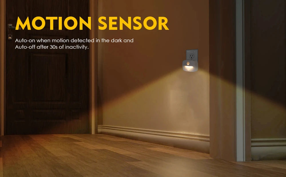 LED Motion Sensor Night Light – EU Plug, 220V Wall Lamp