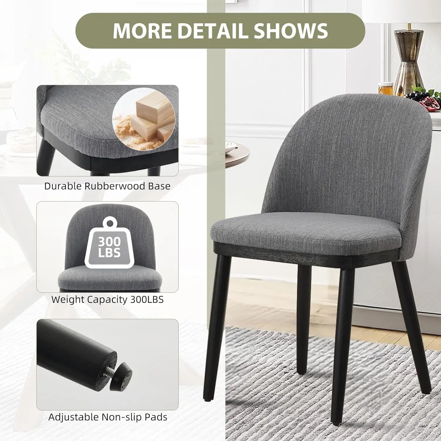 Set of 2 Modern Upholstered High Back Dining Chairs