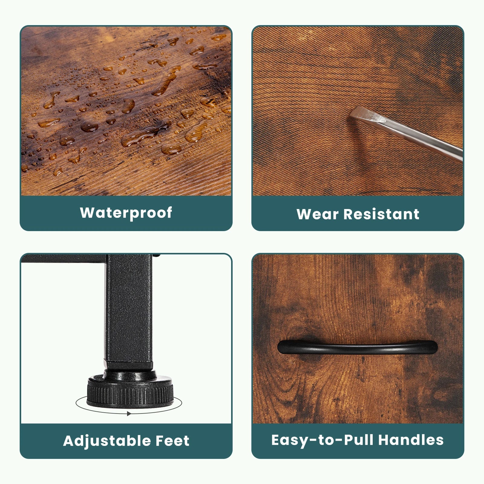 JHK Fireplace TV Stand with 5 Fabric Drawer Storage