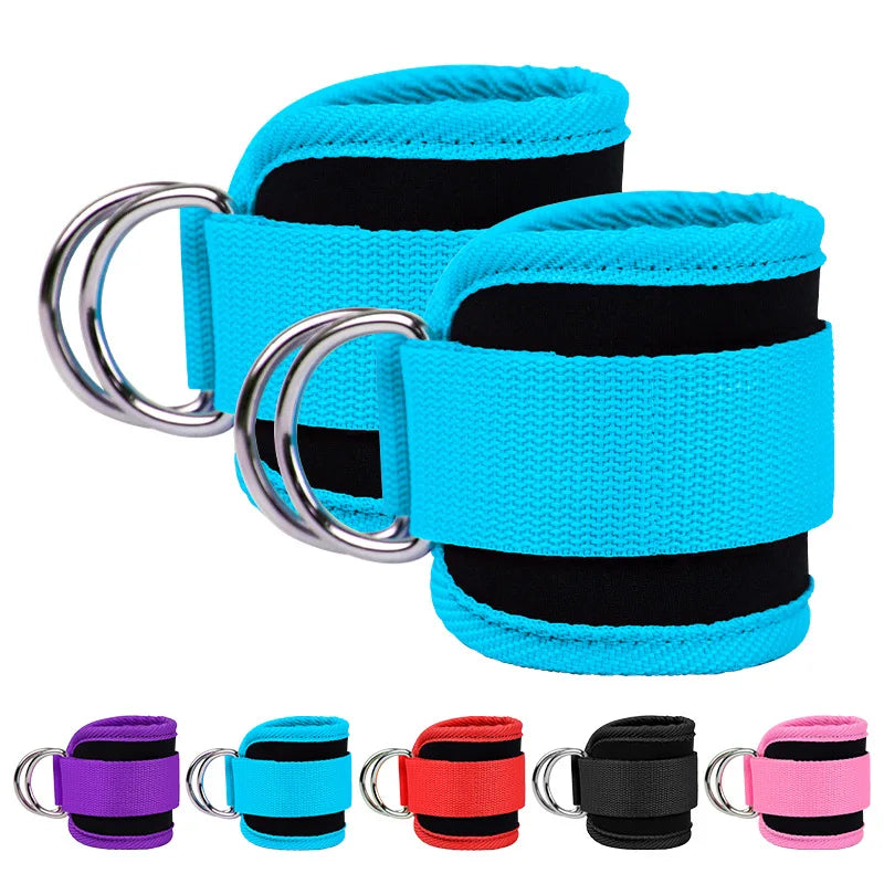 Adjustable Gym Ankle Straps – Padded D-Ring Cuffs