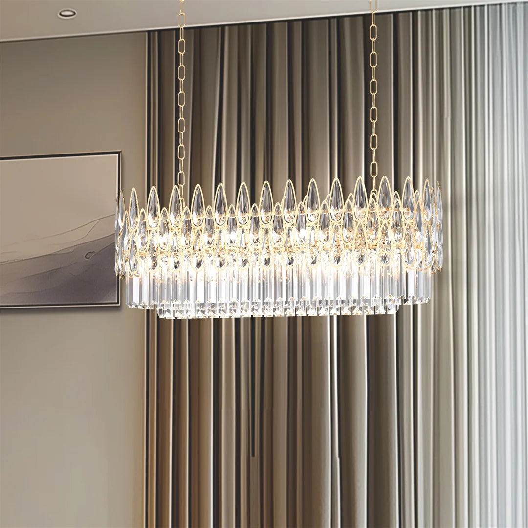 LUVODI Luxury Rectangle Crystal Raindrop Chandelier