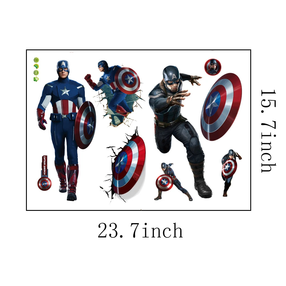 Superhero Wall Stickers – Spiderman, Captain America & Hulk PVC Decals