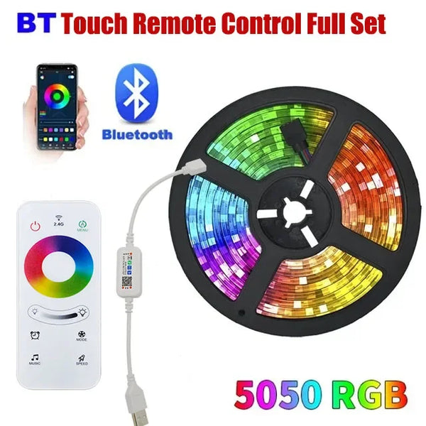 USB RGB LED Strip Light – Bluetooth & Remote Control, 1-30M