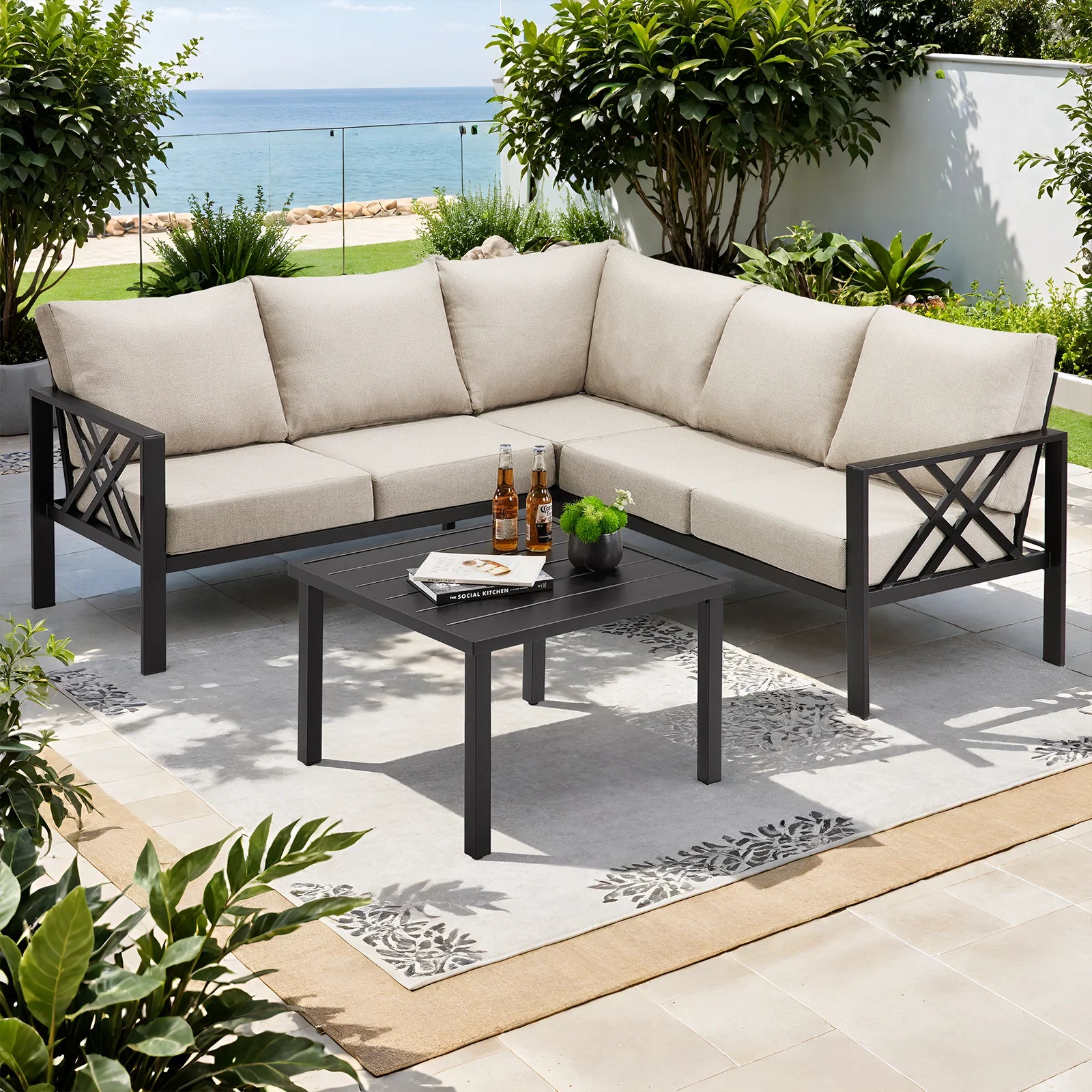 6-Piece Outdoor Patio Furniture Set with Coffee Table