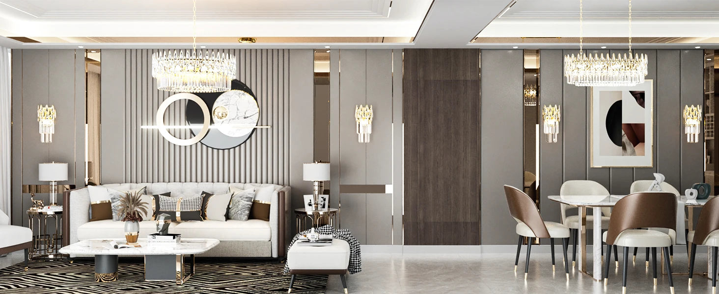 LUVODI Luxury Rectangle Crystal Raindrop Chandelier