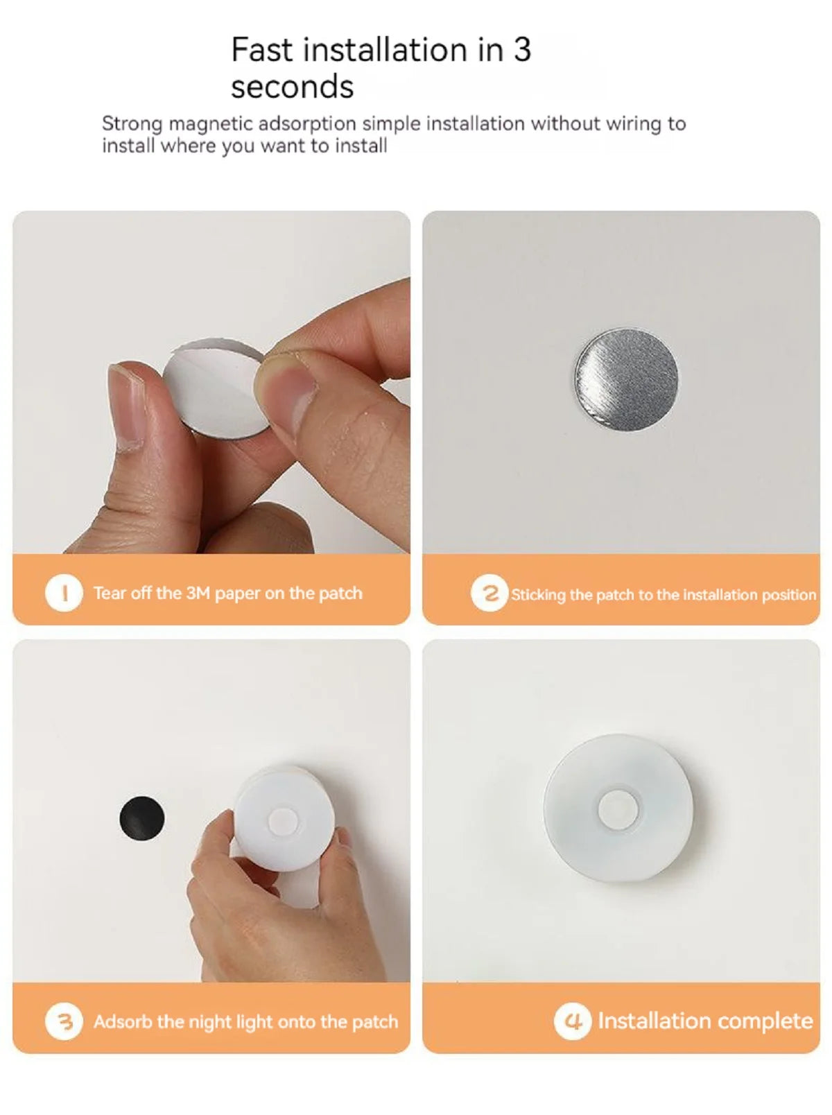 LED Bedside Night Light – 3 Modes, Battery Powered