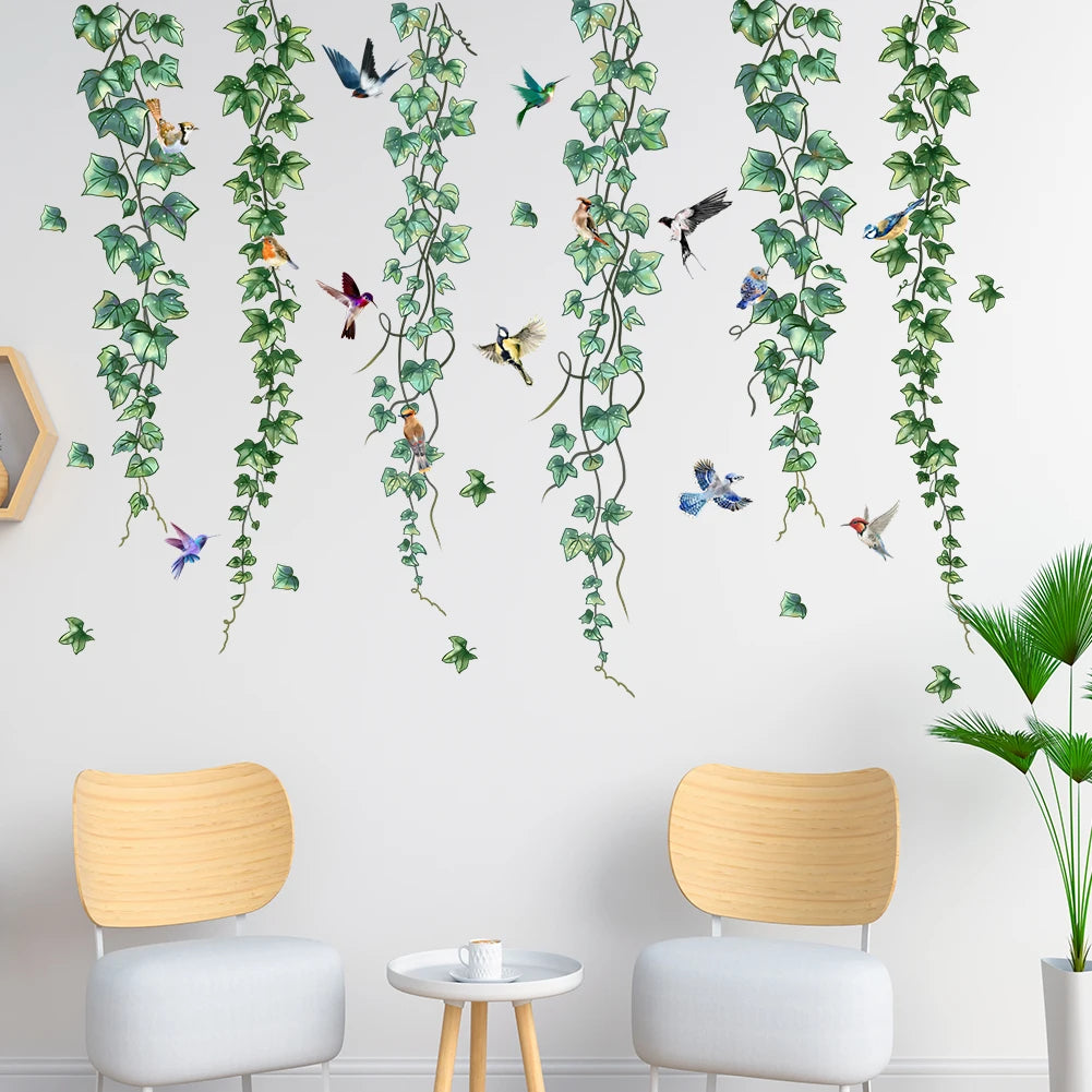 Green Plants & Butterflies Wall Stickers – Kids Room Décor