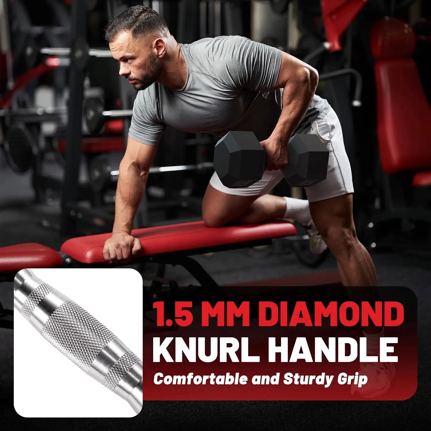 75 lb Hex Dumbbell Set with Rack – Rubber Coated, Non-Slip