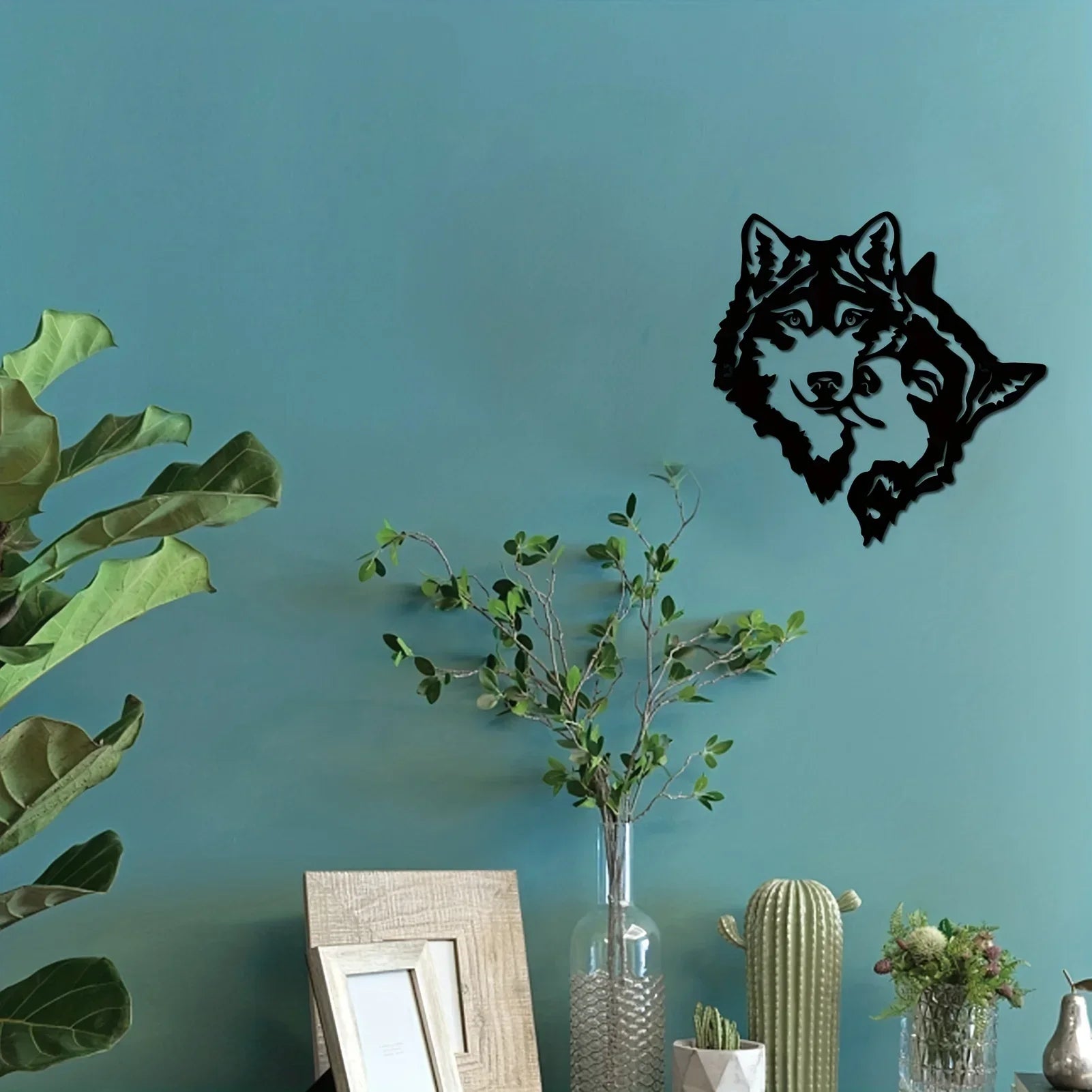 Wolf Mate Black Metal Wall Art – Modern Indoor & Outdoor Sculpture