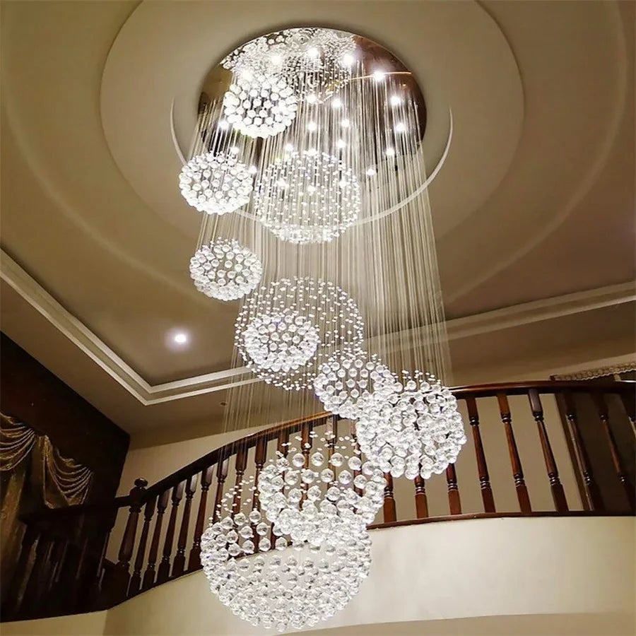 Luxury Crystal Spiral Raindrop LED Chandelier 31.5"