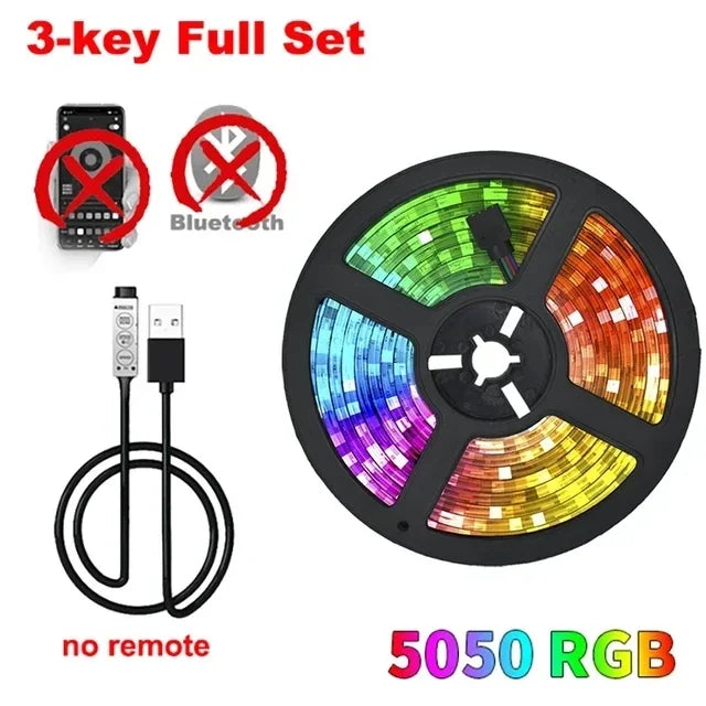 USB RGB LED Strip Light – Bluetooth & Remote Control, 1-30M