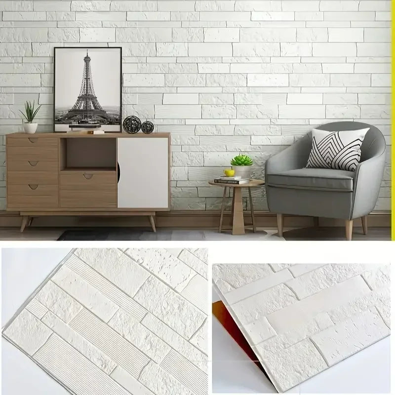 3D Brick Wall Stickers – Self-Adhesive Waterproof Panels, 35×35cm