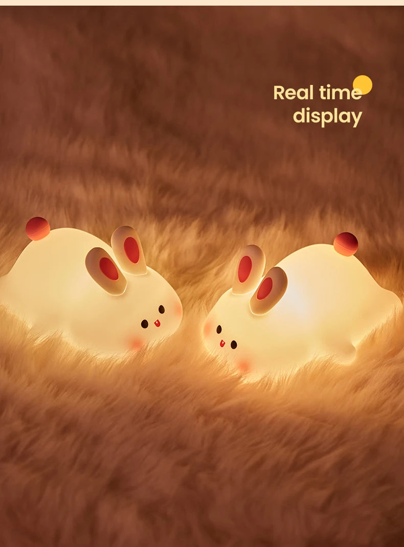 Cute Rabbit Night Light – Soft Silicone, Touch Control