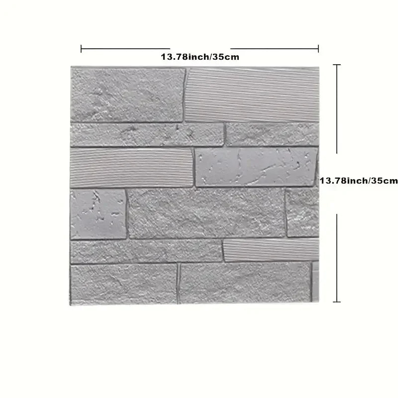 3D Brick Wall Stickers – Self-Adhesive Waterproof Panels, 35×35cm