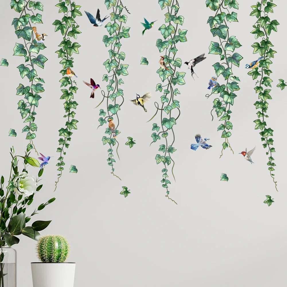 Green Plants & Butterflies Wall Stickers – Kids Room Décor