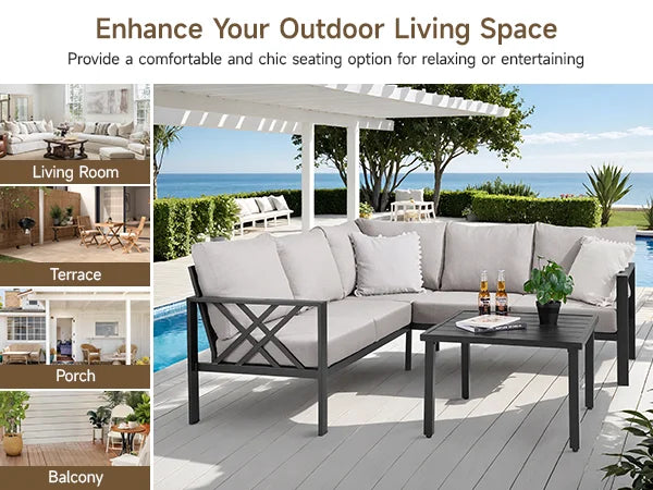 6-Piece Outdoor Patio Furniture Set with Coffee Table