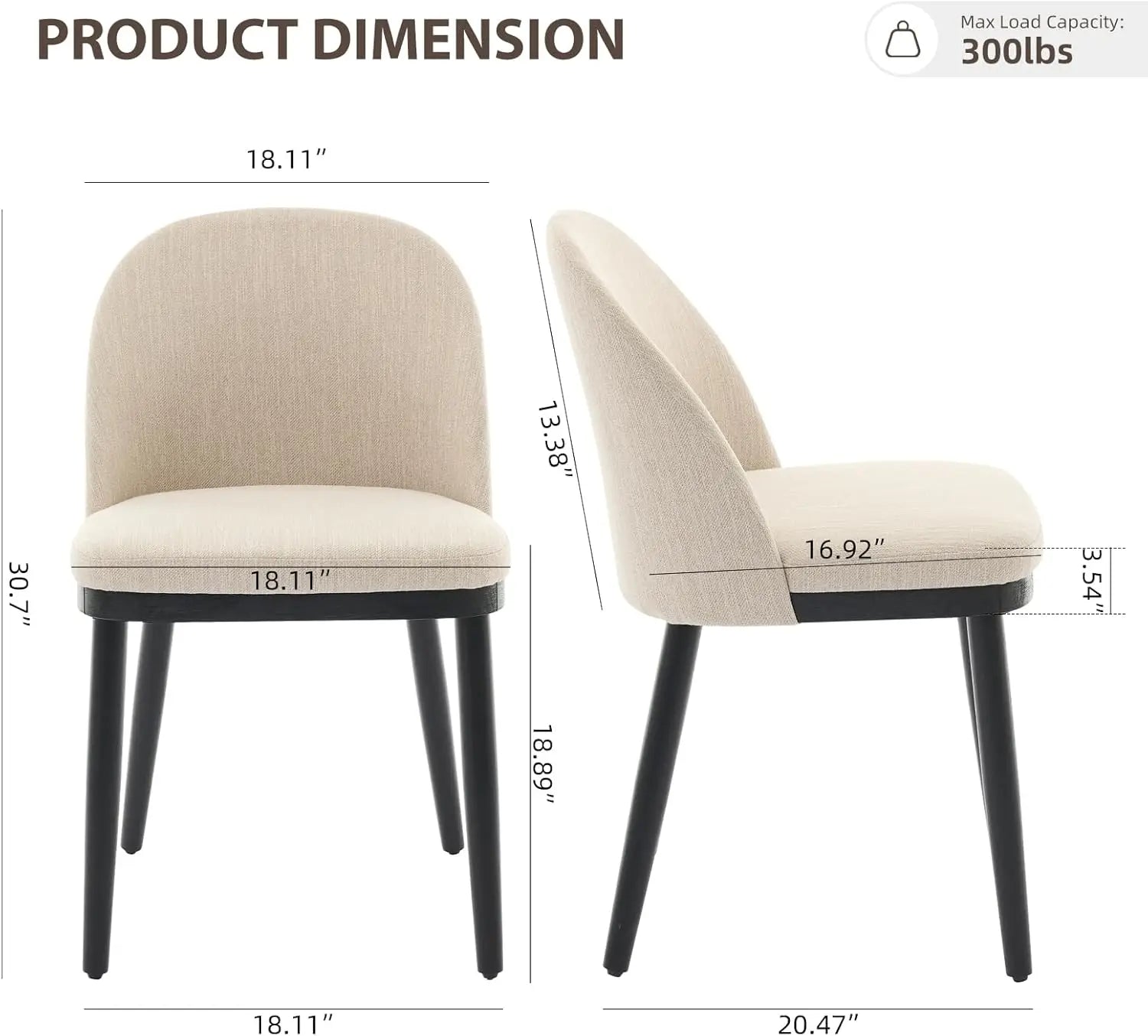 Set of 2 Modern Upholstered High Back Dining Chairs