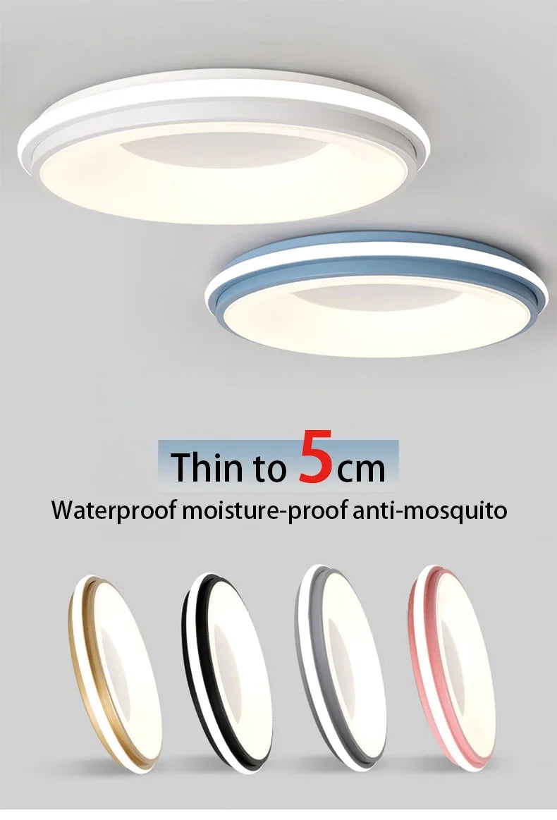 Nordic LED Ceiling Light – Modern Macaron Circular Lamp