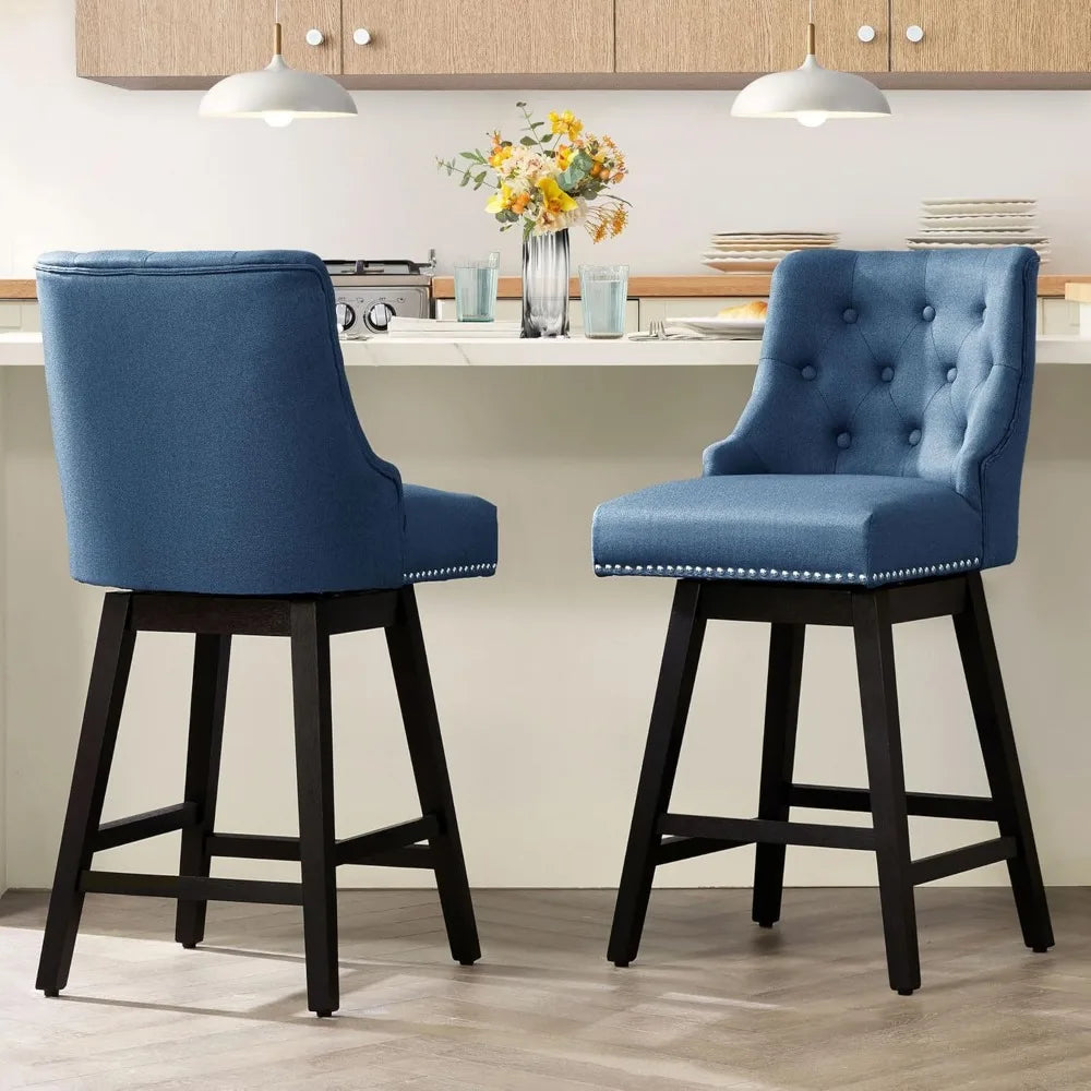 Set of 3 Modern 26" Upholstered Swivel Counter Stools