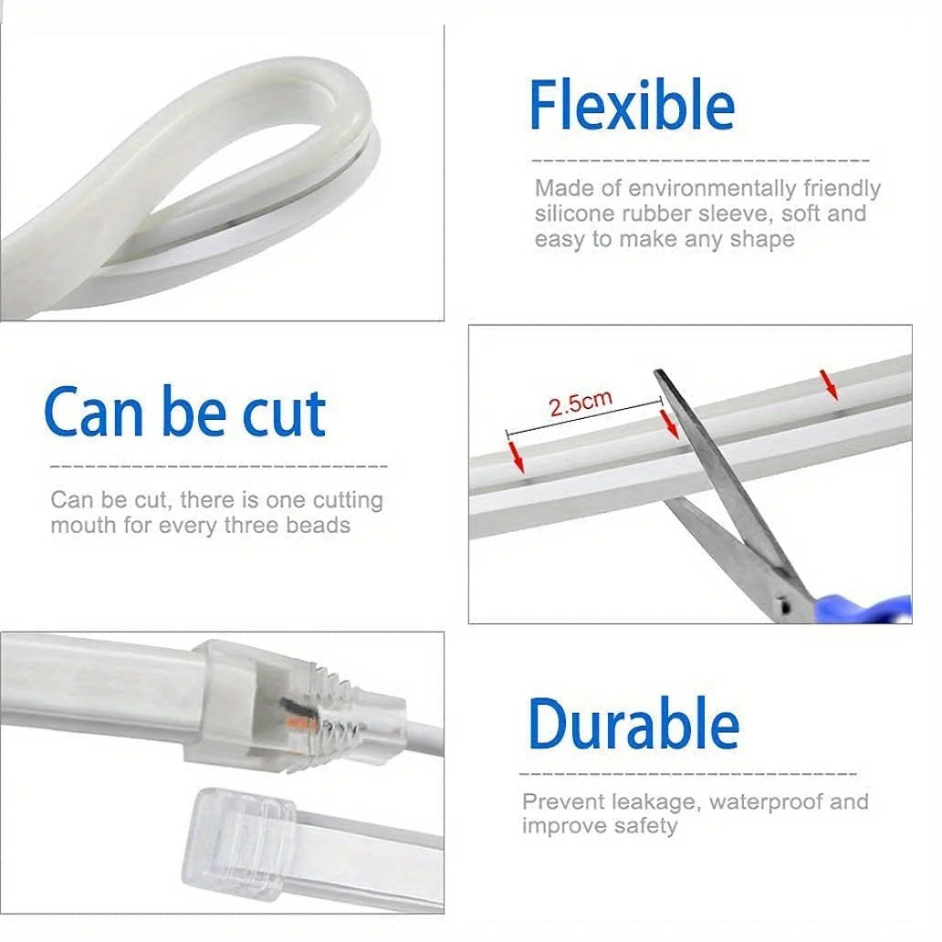 LED Neon Strip Light – USB 5V, Dimmable, Waterproof