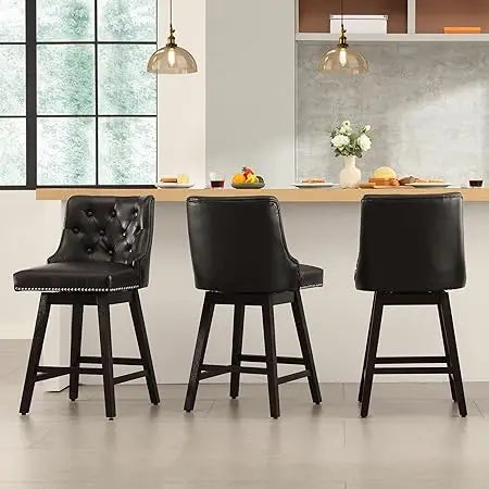 Set of 3 Modern 26" Upholstered Swivel Counter Stools