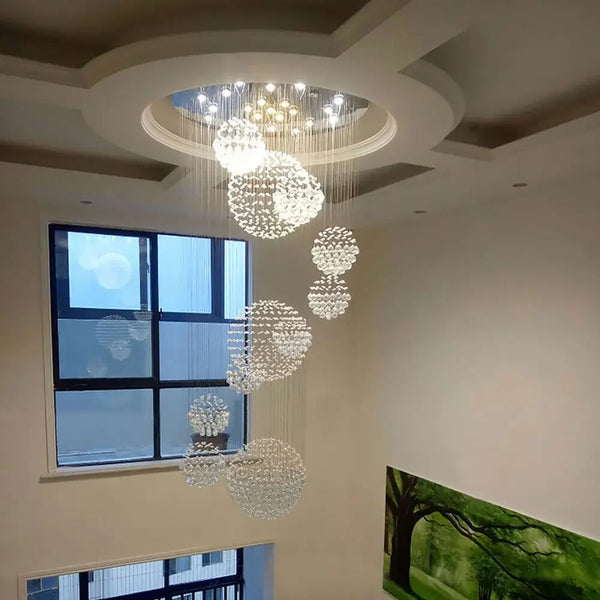 Luxury Crystal Spiral Raindrop LED Chandelier 31.5"