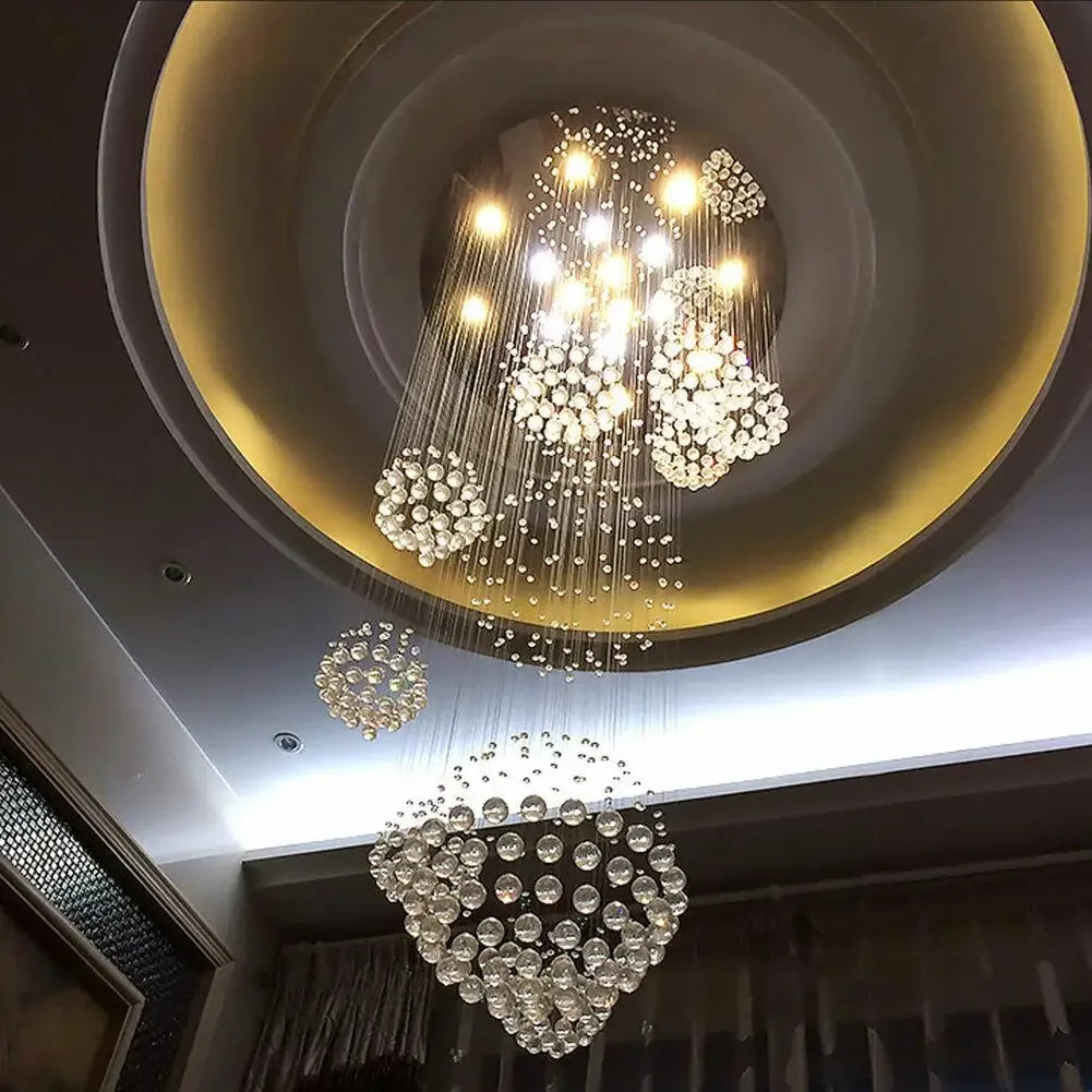 Luxury Crystal Spiral Raindrop LED Chandelier 31.5"