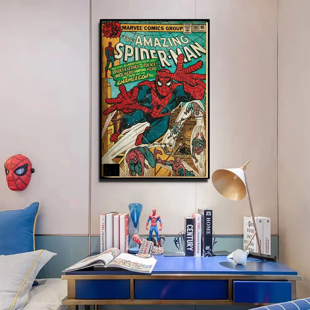 Retro Marvel Spider-Man Wall Art – Superhero Poster for Kids