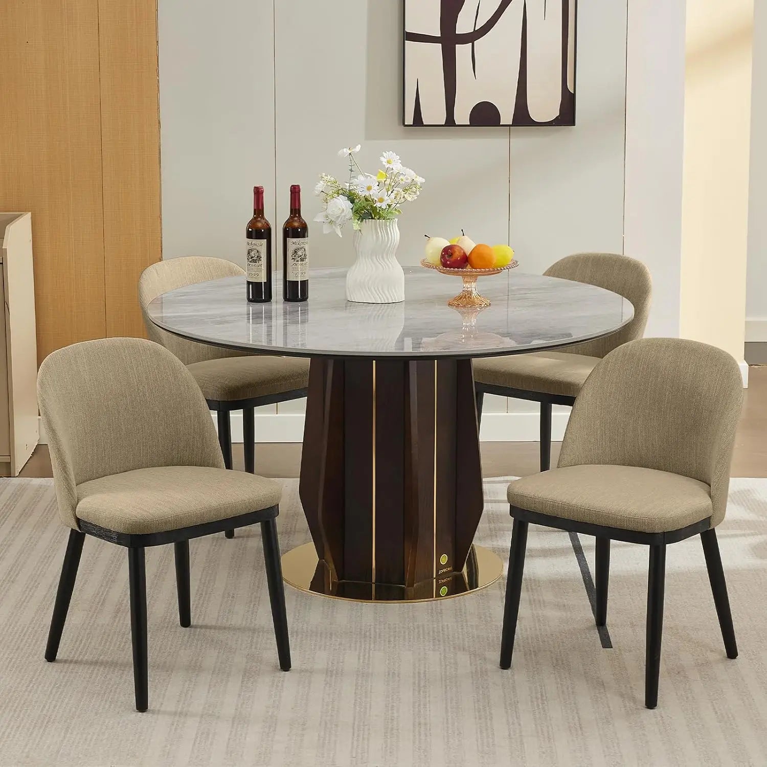 Set of 2 Modern Upholstered High Back Dining Chairs
