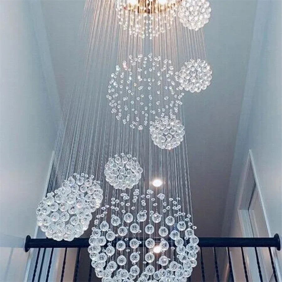 Luxury Crystal Spiral Raindrop LED Chandelier 31.5"