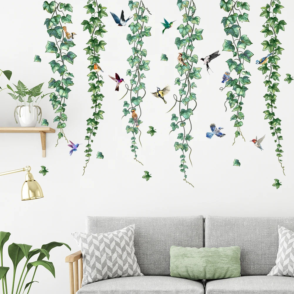 Green Plants & Butterflies Wall Stickers – Kids Room Décor